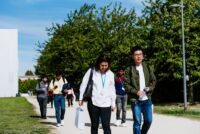 Students walking to their courses on campus melaten at RWTH University