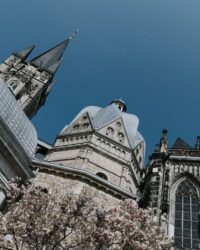 building in the old town of aachen, germany